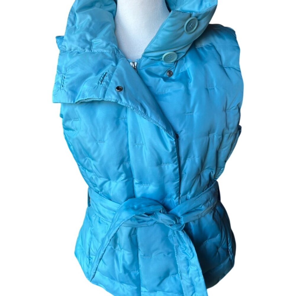 Talbots Quilted Puffer Vest with Waist Belt | Goose Down and Feather Fill